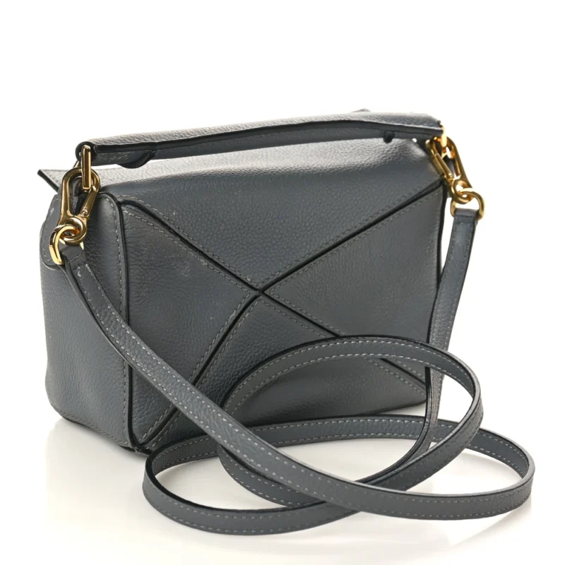 LOEWE PUZZLE EDGE BAG MINI GUNMETAL SOFT GRAINED CALFSKIN LEATHER - Image 3