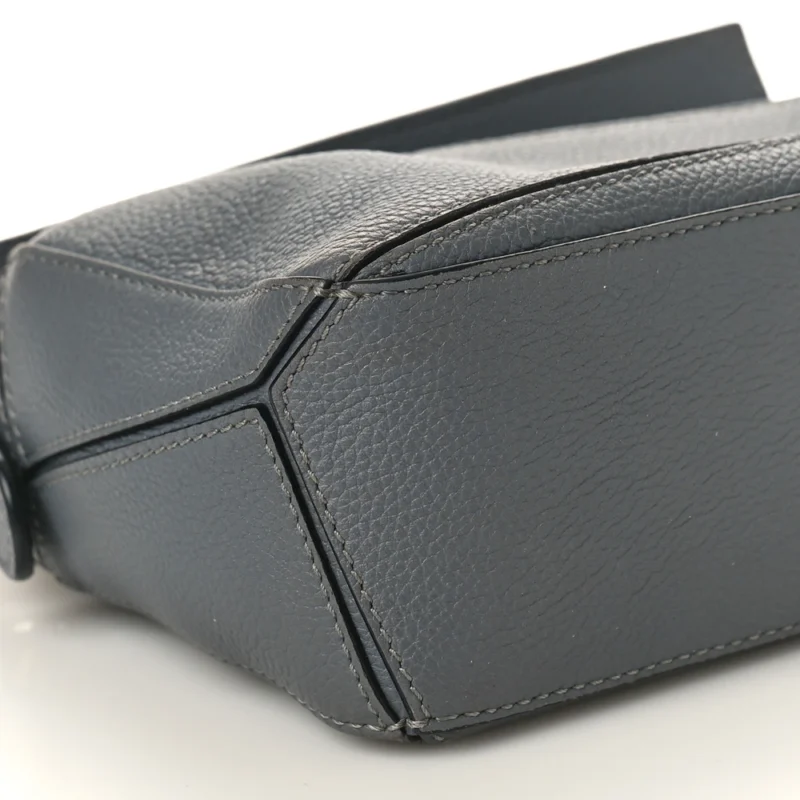 LOEWE PUZZLE EDGE BAG MINI GUNMETAL SOFT GRAINED CALFSKIN LEATHER - Image 4