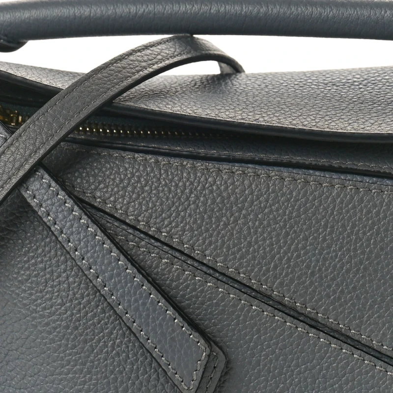 LOEWE PUZZLE EDGE BAG MINI GUNMETAL SOFT GRAINED CALFSKIN LEATHER - Image 8