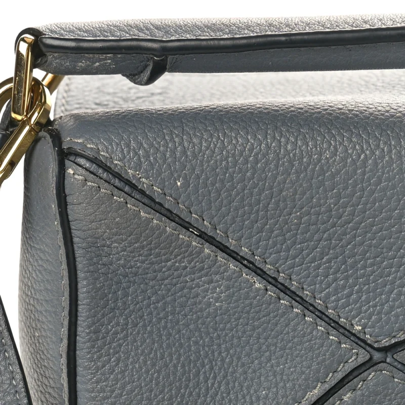 LOEWE PUZZLE EDGE BAG MINI GUNMETAL SOFT GRAINED CALFSKIN LEATHER - Image 9