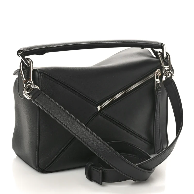LOEWE PUZZLE BAG SMALL BLACK CALFSKIN LEATHER - Image 3