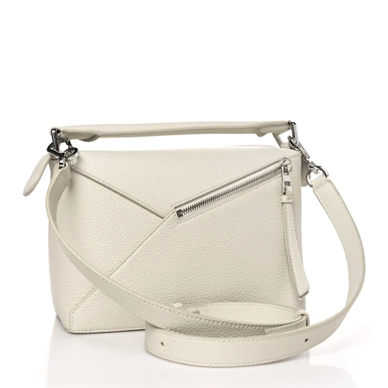 LOEWE PUZZLE BAG SMALL SOFT WHITE SOFT GRAINED CALFSKIN LEATHER - Image 3