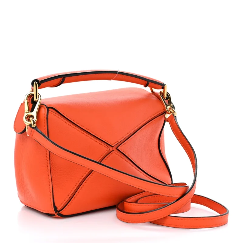 LOEWE PUZZLE BAG MINI ORANGE CALFSKIN LEATHER - Image 3