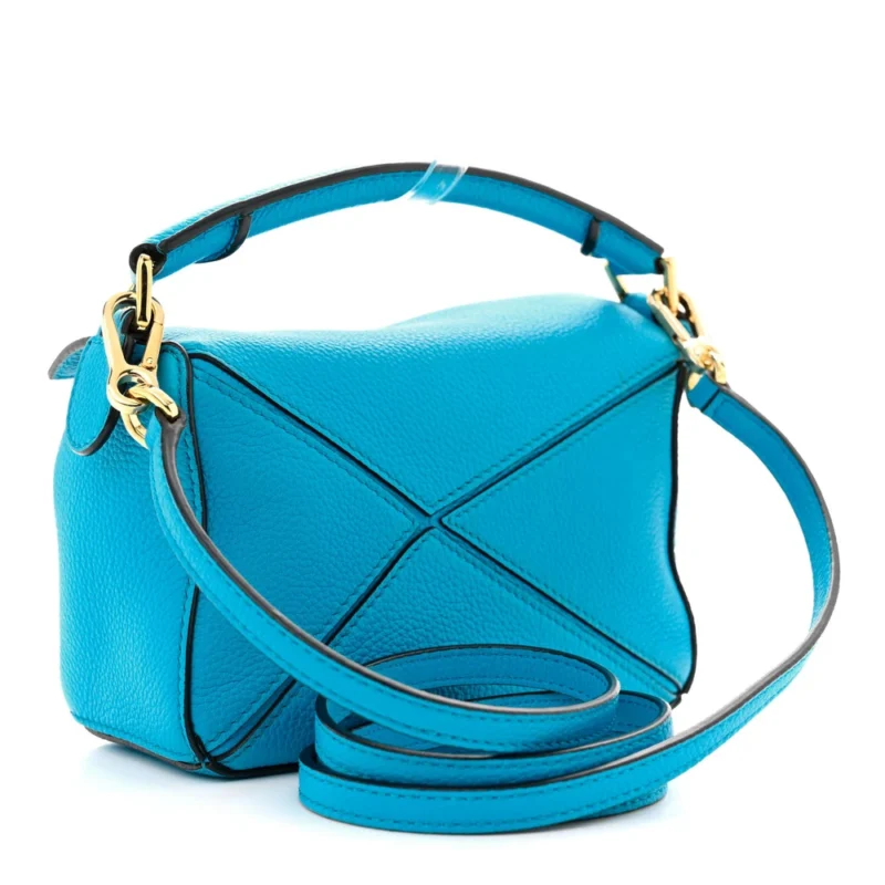 LOEWE PUZZLE BAG MINI CYAN CALFSKIN LEATHER - Image 3