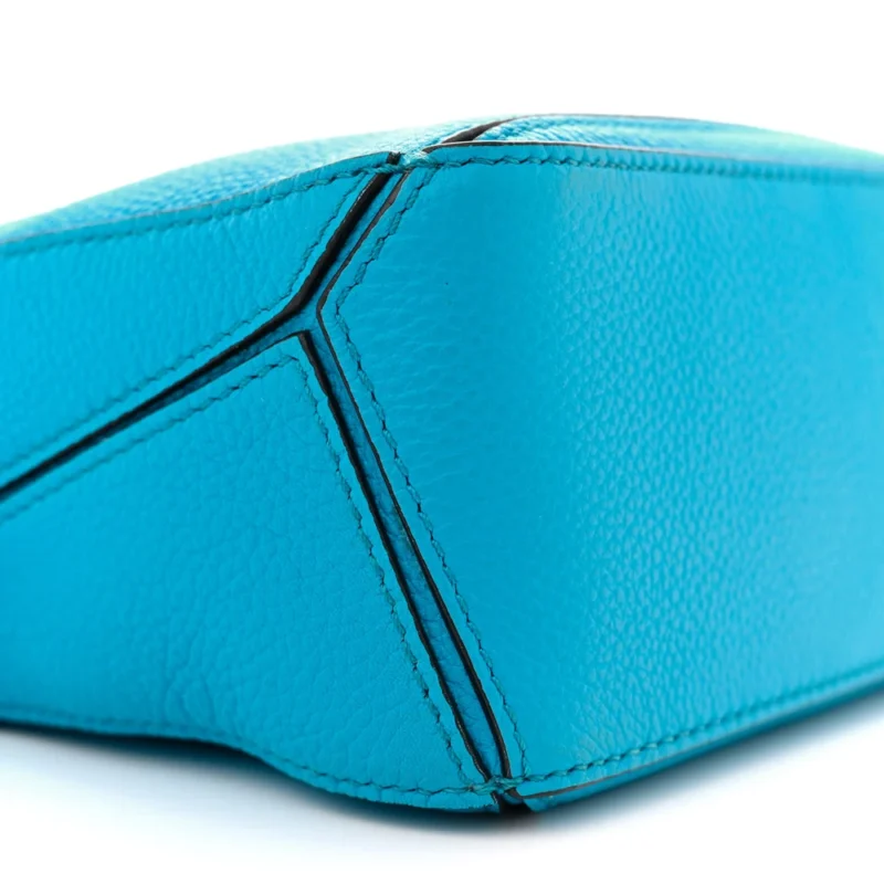 LOEWE PUZZLE BAG MINI CYAN CALFSKIN LEATHER - Image 4