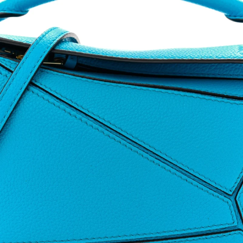 LOEWE PUZZLE BAG MINI CYAN CALFSKIN LEATHER - Image 8
