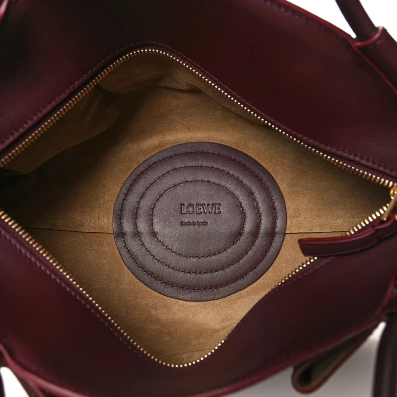 LOEWE PASEO BAG SMALL BURGUNDY SHINY NAPPA CALFSKIN LEATHER - Image 7