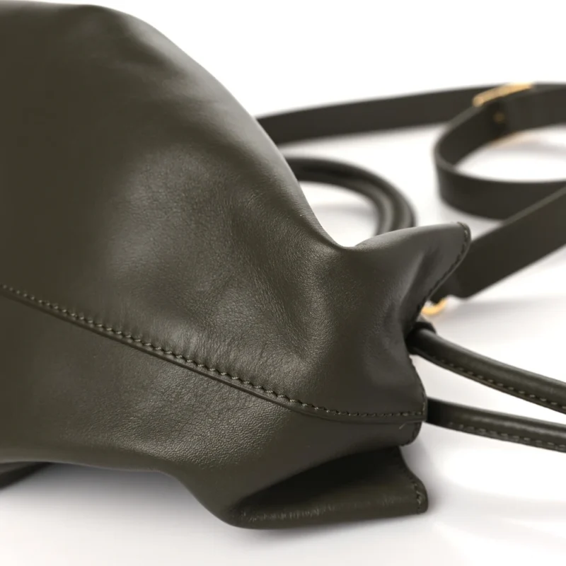 LOEWE PASEO BAG SMALL DARK KHAKI GREEN SHINY NAPPA CALFSKIN LEATHER - Image 5