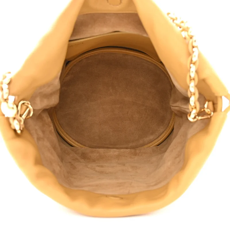LOEWE FLAMENCO BUCKET BAG MEDIUM SAHARA MELLOW NAPPA LAMBSKIN LEATHER GOLD HARDWARE - Image 7