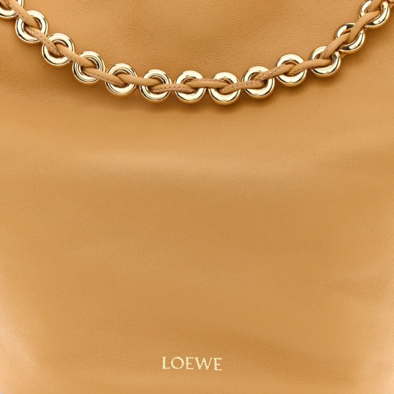 LOEWE FLAMENCO BUCKET BAG MEDIUM SAHARA MELLOW NAPPA LAMBSKIN LEATHER GOLD HARDWARE - Image 8