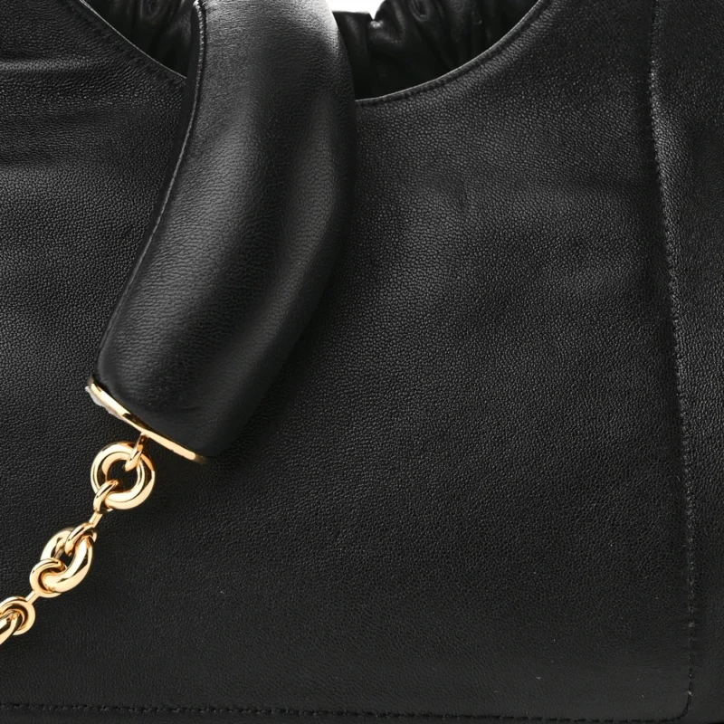 LOEWE SQUEEZE BAG MINI BLACK BUTTERY NAPPA LAMBSKIN LEATHER GOLD HARDWARE - Image 8