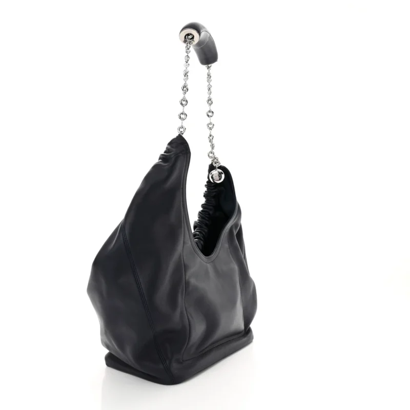 LOEWE SQUEEZE BAG MEDIUM ABYSS BLUE BUTTERY NAPPA LAMBSKIN LEATHER SILVER HARDWARE - Image 3