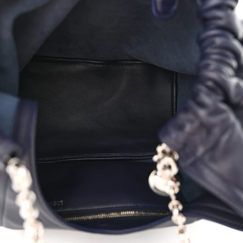 LOEWE SQUEEZE BAG MEDIUM ABYSS BLUE BUTTERY NAPPA LAMBSKIN LEATHER SILVER HARDWARE - Image 7