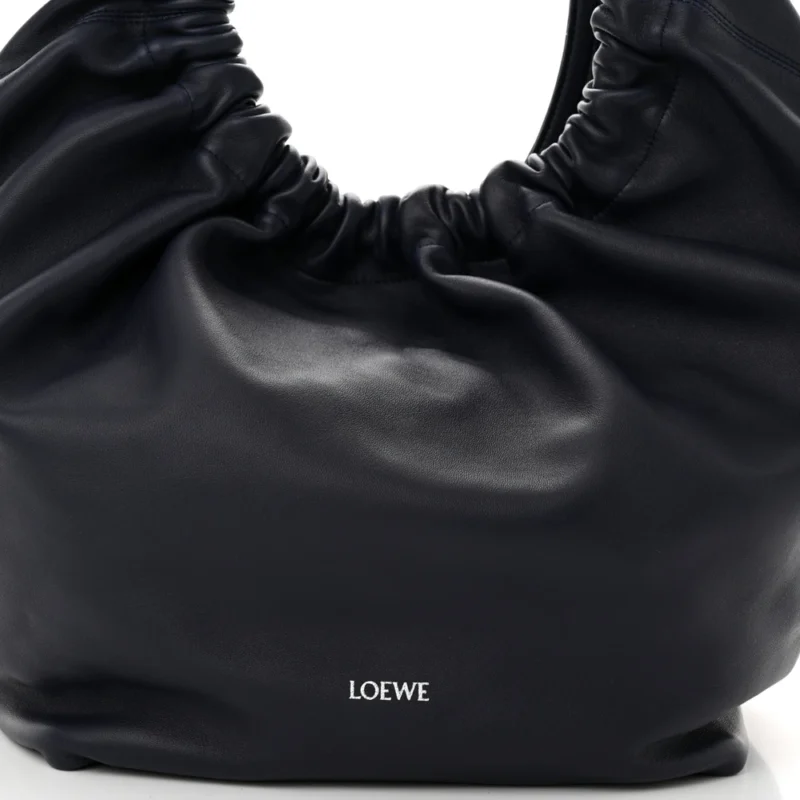 LOEWE SQUEEZE BAG MEDIUM ABYSS BLUE BUTTERY NAPPA LAMBSKIN LEATHER SILVER HARDWARE - Image 8