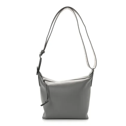 LOEWE CUBI CROSSBODY BAG SMALL ASPHALT GREY JACQUARD SUPPLE SMOOTH CALFSKIN LEATHER