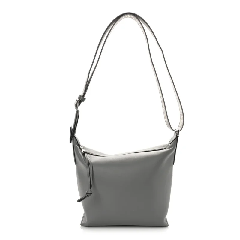 LOEWE CUBI CROSSBODY BAG SMALL ASPHALT GREY JACQUARD SUPPLE SMOOTH CALFSKIN LEATHER