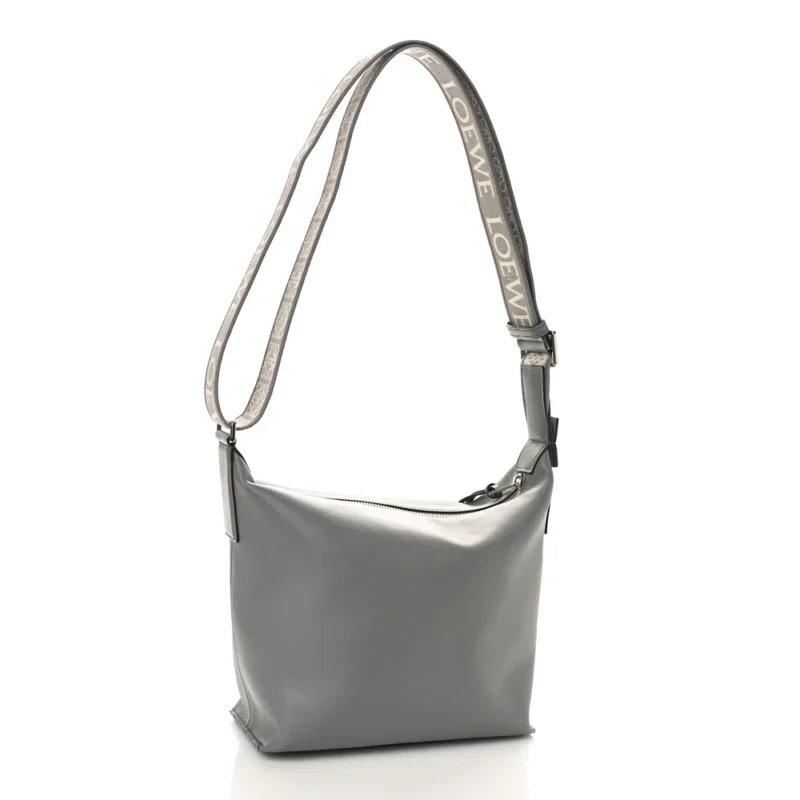 LOEWE CUBI CROSSBODY BAG SMALL ASPHALT GREY JACQUARD SUPPLE SMOOTH CALFSKIN LEATHER - Image 3