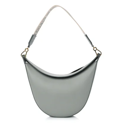 LOEWE LUNA BAG SMALL ASH GREY SATIN & JACQUARD CALFSKIN LEATHER GOLD HARDWARE