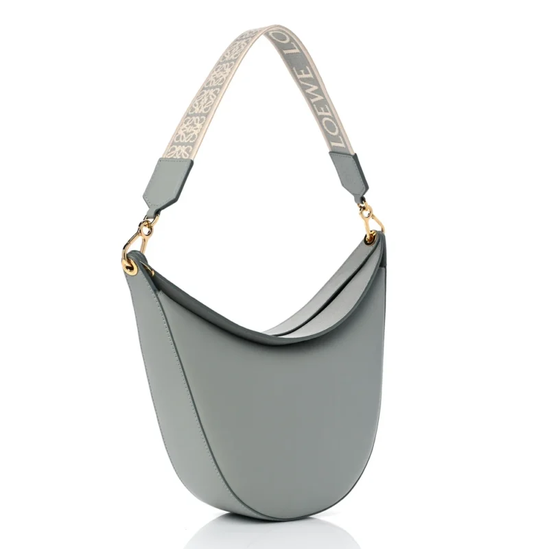LOEWE LUNA BAG SMALL ASH GREY SATIN & JACQUARD CALFSKIN LEATHER GOLD HARDWARE - Image 3