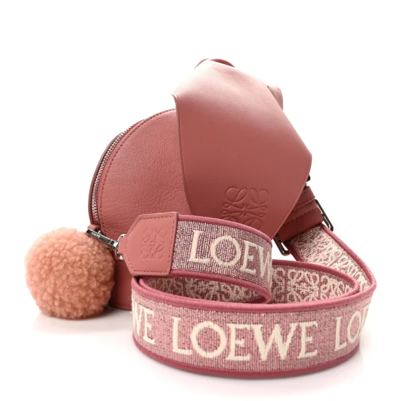 LOEWE BUNNY SHOULDER BAG SMALL PEACH BLOOM CALFSKIN LEATHER & SHEARLING SILVER HARDWARE - Image 3