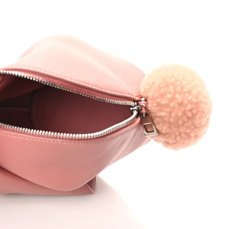 LOEWE BUNNY SHOULDER BAG SMALL PEACH BLOOM CALFSKIN LEATHER & SHEARLING SILVER HARDWARE - Image 7