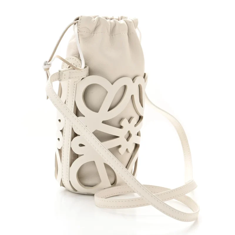 LOEWE CUTOUT ANAGRAM POCKET CROSSBODY BAG SMALL WHITE GLAZE NAPPA CALFSKIN LEATHER - Image 3