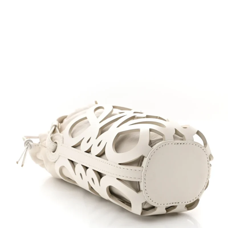 LOEWE CUTOUT ANAGRAM POCKET CROSSBODY BAG SMALL WHITE GLAZE NAPPA CALFSKIN LEATHER - Image 6