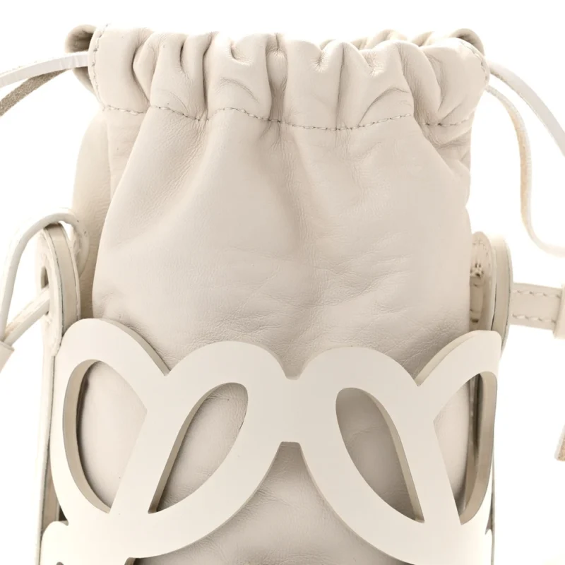 LOEWE CUTOUT ANAGRAM POCKET CROSSBODY BAG SMALL WHITE GLAZE NAPPA CALFSKIN LEATHER - Image 8