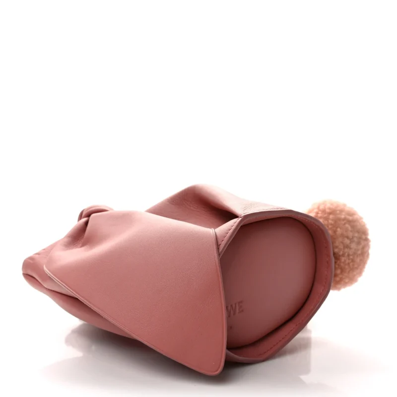 LOEWE BUNNY SHOULDER BAG SMALL PEACH BLOOM CALFSKIN LEATHER & SHEARLING SILVER HARDWARE - Image 6