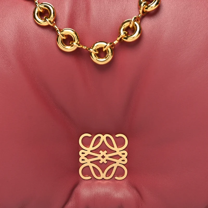 LOEWE GOYA PUFFER BAG MEDIUM PLUMROSE LAMBSKIN LEATHER GOLD HARDWARE - Image 8