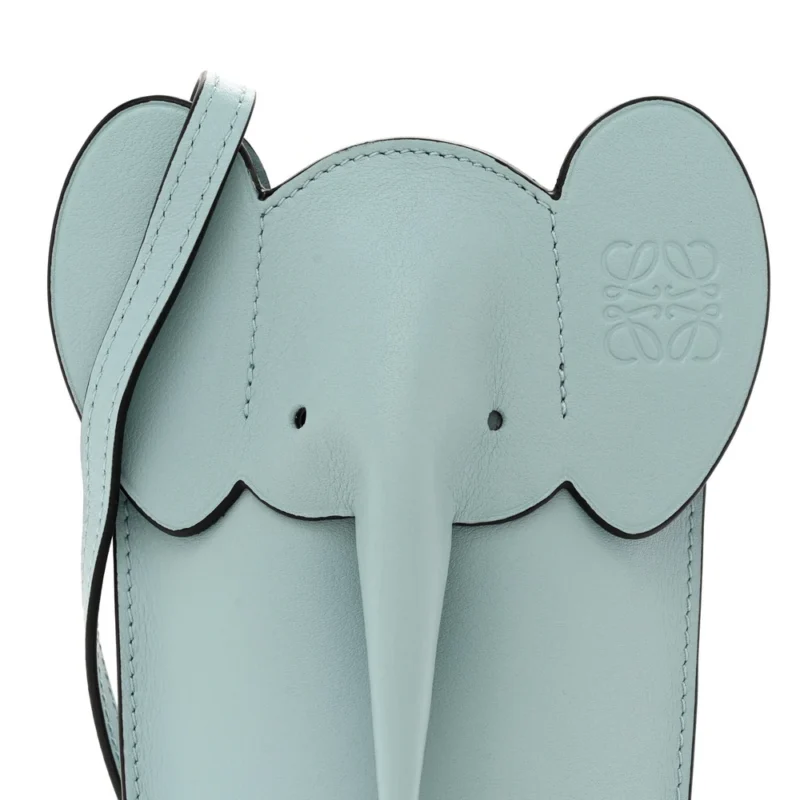 LOEWE ELEPHANT POUCH CROSSBODY BAG SMALL DUSTY BLUE CALFSKIN LEATHER - Image 8