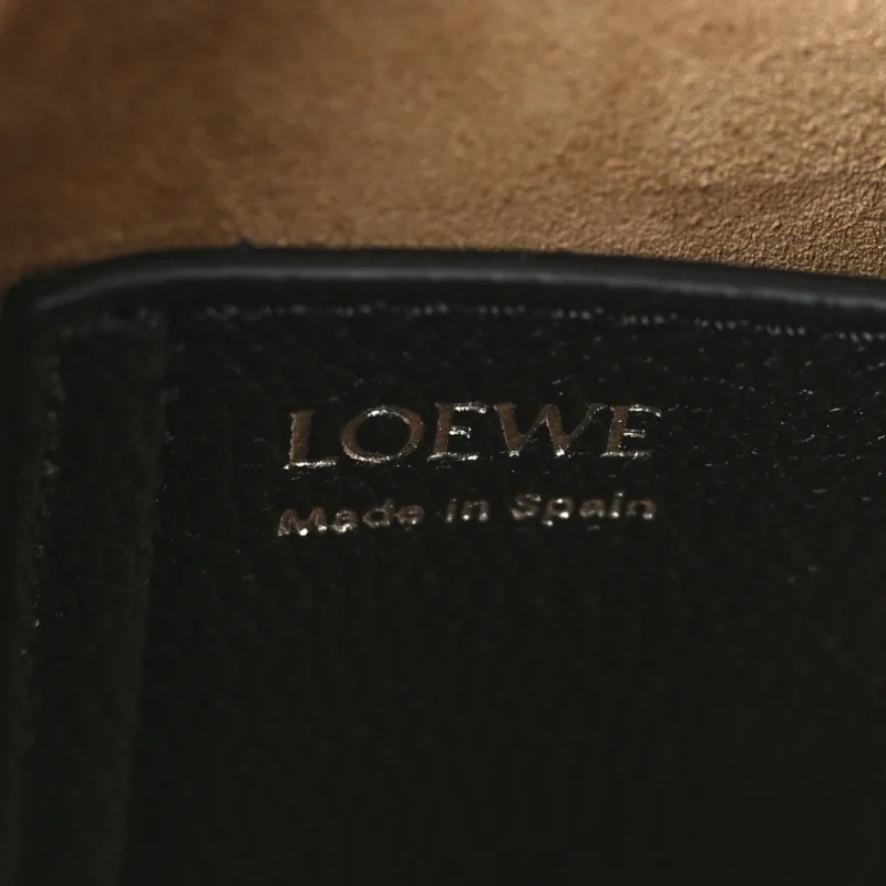 LOEWE PEBBLE BUCKET BAG MINI BLACK SOFT GRAINED CALFSKIN LEATHER PALLADIUM HARDWARE - Image 2