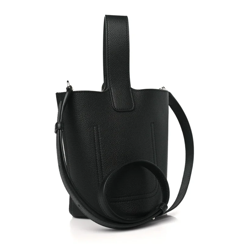 LOEWE PEBBLE BUCKET BAG MINI BLACK SOFT GRAINED CALFSKIN LEATHER PALLADIUM HARDWARE - Image 3
