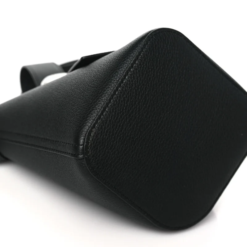 LOEWE PEBBLE BUCKET BAG MINI BLACK SOFT GRAINED CALFSKIN LEATHER PALLADIUM HARDWARE - Image 4