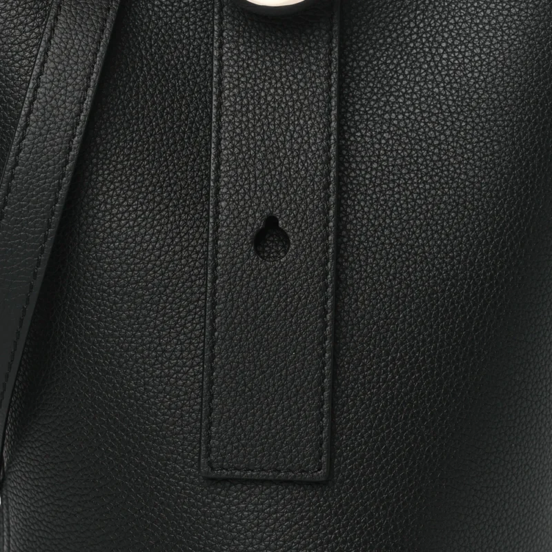 LOEWE PEBBLE BUCKET BAG MINI BLACK SOFT GRAINED CALFSKIN LEATHER PALLADIUM HARDWARE - Image 8