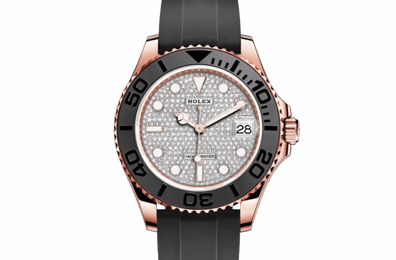 ROLEX YACHT-MASTER 37 OYSTER 37 MM EVEROSE GOLD DIAMOND-PAVED DIAL M268655-0019