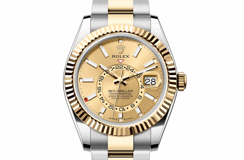 ROLEX SKY-DWELLER OYSTER 42 MM OYSTERSTEEL AND YELLOW GOLD CHAMPAGNE-COLOUR DIAL M336933-0001