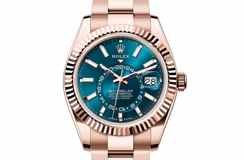 ROLEX SKY-DWELLER OYSTER 42 MM EVEROSE GOLD BLUE-GREEN DIAL M336935-0001