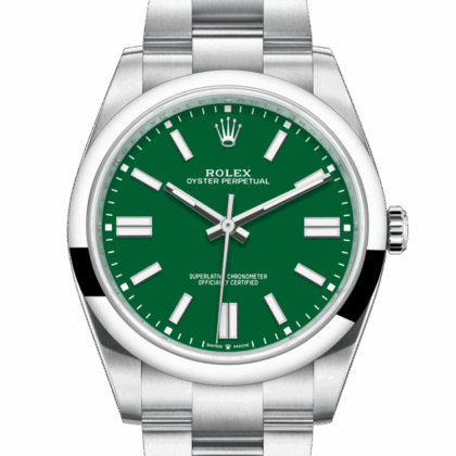 ROLEX OYSTER PERPETUAL 41 OYSTER 41 MM OYSTERSTEEL GREEN DIAL M124300-0005