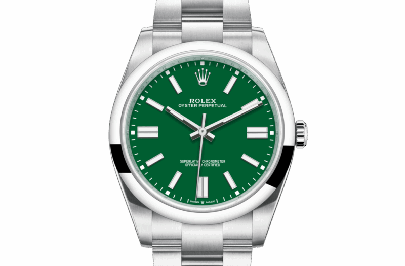 ROLEX OYSTER PERPETUAL 41 OYSTER 41 MM OYSTERSTEEL GREEN DIAL M124300-0005