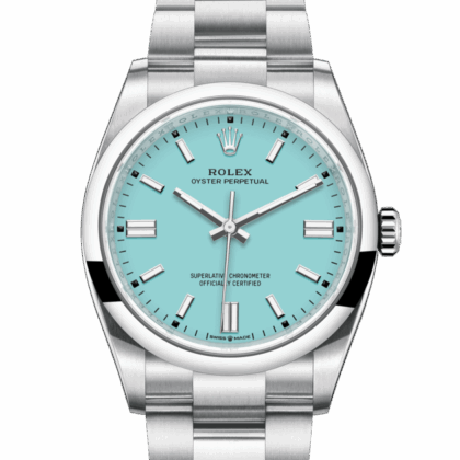 ROLEX OYSTER PERPETUAL 36 OYSTER 36 MM OYSTERSTEEL TURQUOISE BLUE DIAL M126000-0006