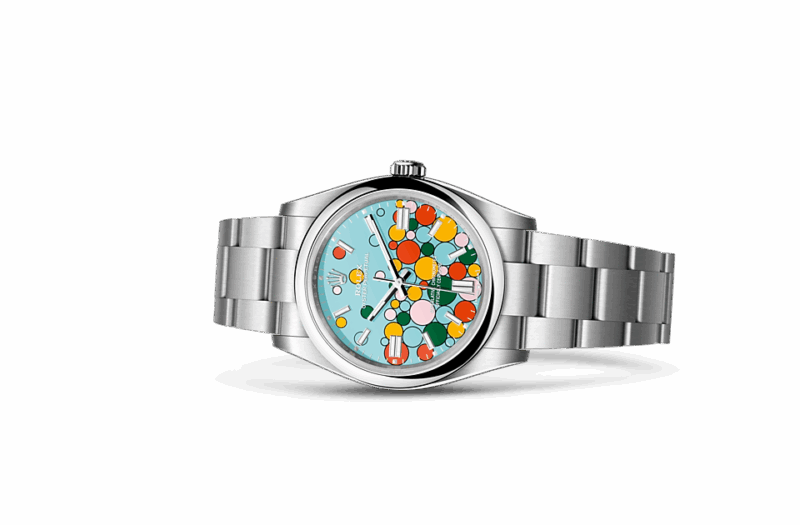 ROLEX OYSTER PERPETUAL 36 OYSTER 36 MM OYSTERSTEEL TURQUOISE BLUE CELEBRATION MOTIF DIAL M126000-0009 - Image 2