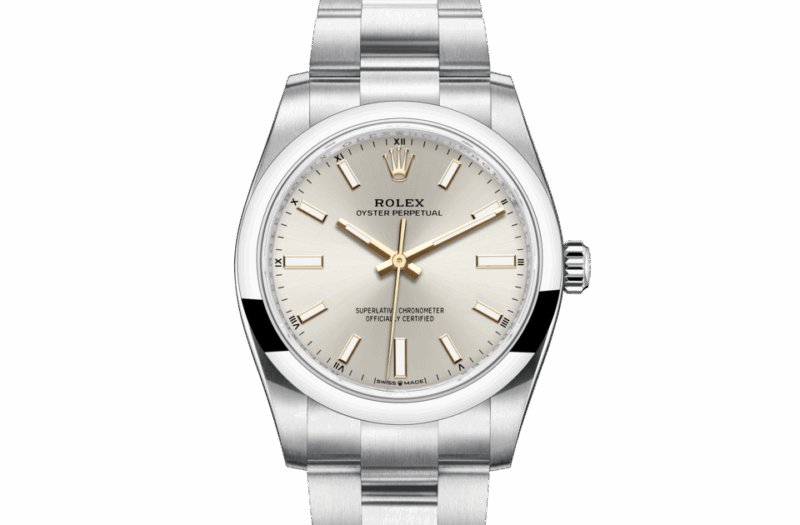 ROLEX OYSTER PERPETUAL 34 OYSTER 34 MM OYSTERSTEEL SILVER DIAL M124200-0001