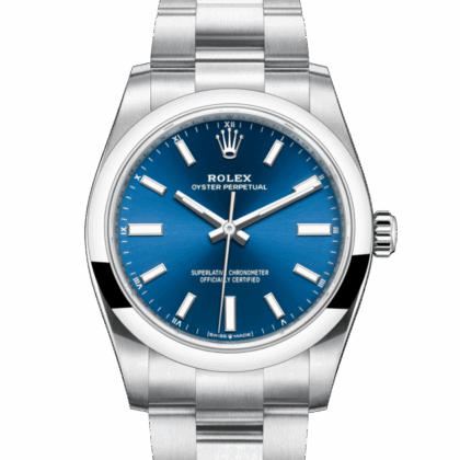 ROLEX OYSTER PERPETUAL 34 OYSTER 34 MM OYSTERSTEEL BRIGHT BLUE DIAL M124200-0003