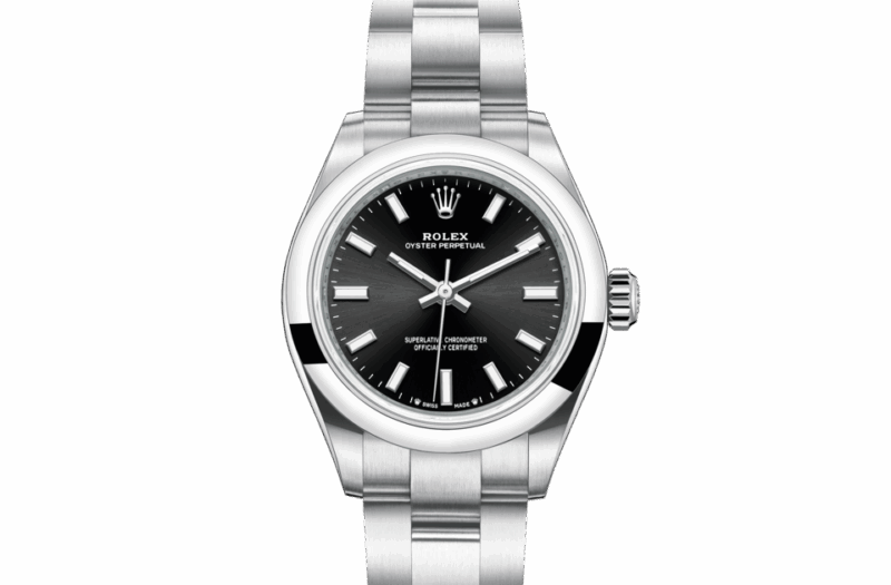 ROLEX OYSTER PERPETUAL 28 OYSTER 28 MM OYSTERSTEEL BRIGHT BLACK DIAL M276200-0002
