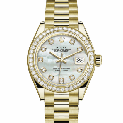 ROLEX LADY-DATEJUST OYSTER 28 MM YELLOW GOLD AND DIAMONDS WHITE DIAL M279138RBR-0015