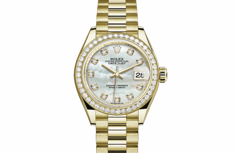 ROLEX LADY-DATEJUST OYSTER 28 MM YELLOW GOLD AND DIAMONDS WHITE DIAL M279138RBR-0015