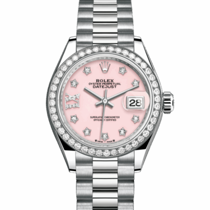ROLEX LADY-DATEJUST OYSTER 28 MM WHITE GOLD AND DIAMONDS PINK OPAL DIAL M279139RBR-0002