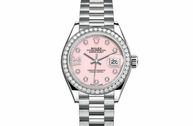 ROLEX LADY-DATEJUST OYSTER 28 MM WHITE GOLD AND DIAMONDS PINK OPAL DIAL M279139RBR-0002