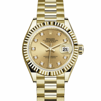 ROLEX LADY-DATEJUST OYSTER 28 MM YELLOW GOLD CHAMPAGNE-COLOUR DIAL M279178-0017